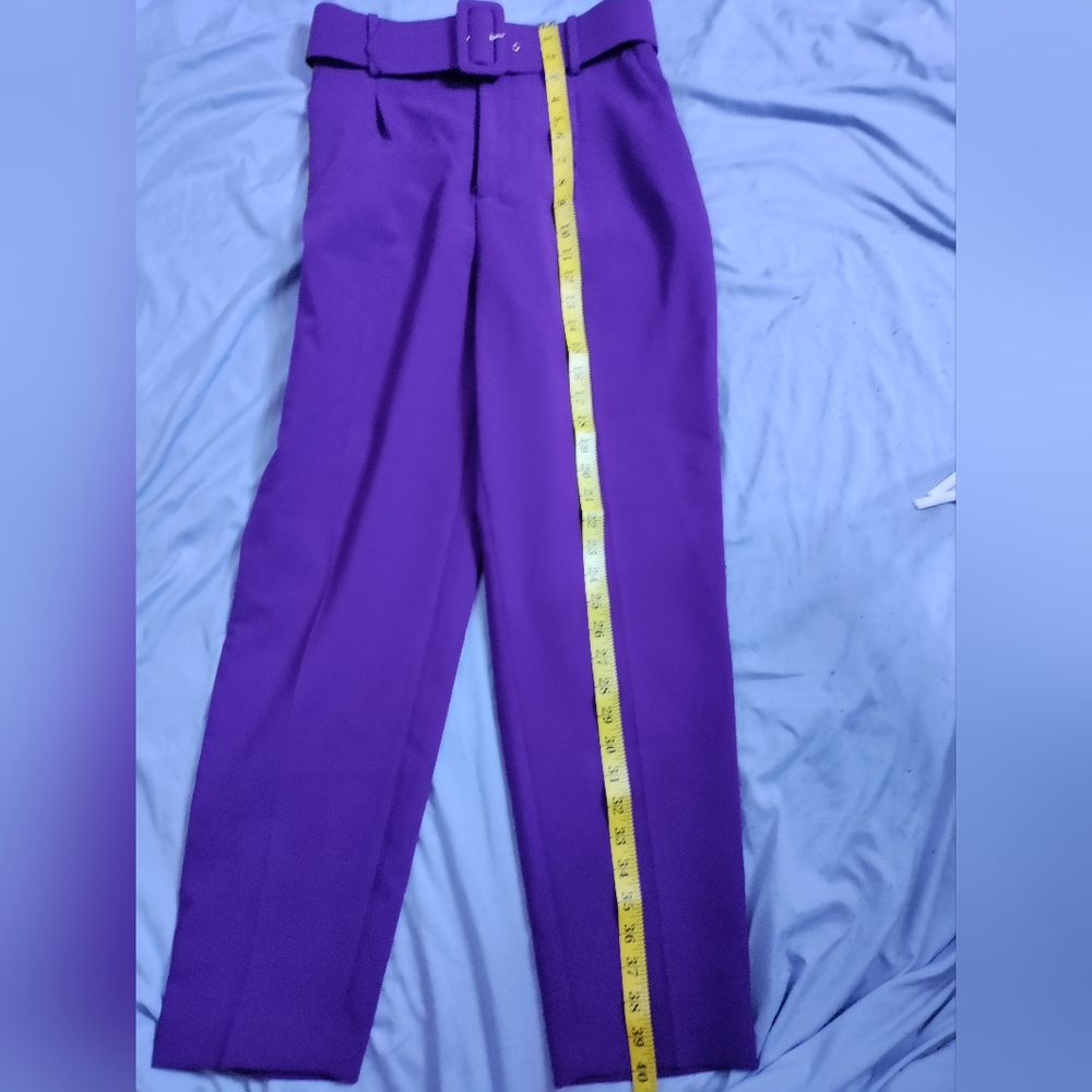 Zara Women's Vibrant Purple Straight Leg Pants - Picture 6 of 10